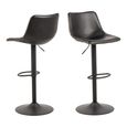 Oregon Barstool - Set of 2 - Black Faux Leather - Gas Lift - with Back