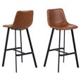Oregon Barstool - Set of 2 - Tan Faux Leather - with Back
