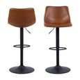 Oregon Barstool - Set of 2 - Tan Faux Leather - Gas Lift - with Back