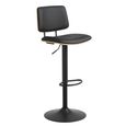 Owen Barstool - Set of 2 - Black Faux Leather - with Back