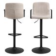 Pablo Barstool - Set of 2 - Beige Chenille Fabric - with Back