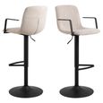 Pablo Barstool - Set of 2 - Beige Chenille Fabric - with Back