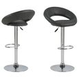 Plump Barstool - Set of 2 - Grey Faux Leather - Chrome - Gas Lift