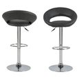 Plump Barstool - Set of 2 - Grey Faux Leather - Chrome - Gas Lift