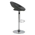 Plump Barstool - Set of 2 - Grey Faux Leather - Chrome - Gas Lift