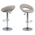 Plump Barstool - Set of 2 - Taupe Faux Leather - Chrome - Gas Lift
