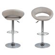 Plump Barstool - Set of 2 - Taupe Faux Leather - Chrome - Gas Lift