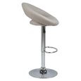 Plump Barstool - Set of 2 - Taupe Faux Leather - Chrome - Gas Lift