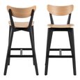 Roxby Barstool - Set of 2 - Oak and Black - with Back