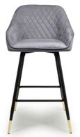 2 x Savanna Brushed Grey Velvet Barstool
