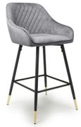 2 x Savanna Brushed Grey Velvet Barstool