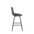 Assisi Barstool - Grey Fabric - with Back - Set of 4