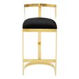 Azalea Barstool - Black Velvet Fabric with Gold Metal