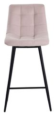 Corona Beige Velvet Fabric High Back Barstool with Black Metal Legs