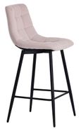 Corona Beige Velvet Fabric High Back Barstool with Black Metal Legs