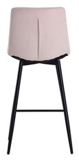 Corona Beige Velvet Fabric High Back Barstool with Black Metal Legs
