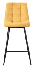Corona Yellow Velvet Fabric High Back Barstool with Black Metal Legs