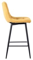 Corona Yellow Velvet Fabric High Back Barstool with Black Metal Legs