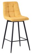 Corona Yellow Velvet Fabric High Back Barstool with Black Metal Legs