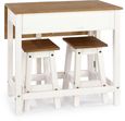Corona White Mexican Pine Drop Leaf Table with 2 Stools
