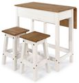 Corona White Mexican Pine Drop Leaf Table with 2 Stools