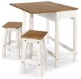 Corona White Mexican Pine Drop Leaf Table with 2 Stools