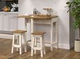 Corona White Mexican Pine Drop Leaf Table with 2 Stools