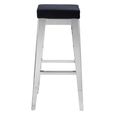 Horizon Barstool - Black Velvet Fabric with Silver Metal
