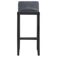 Kendari Barstool - Black Leather with Teak Wood