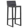 Kendari Barstool - Black Leather with Teak Wood
