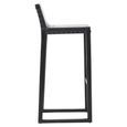 Kendari Barstool - Black Leather with Teak Wood