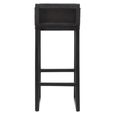 Kendari Barstool - Black Leather with Teak Wood
