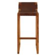 Kendari Barstool - Brown Leather with Teak Wood