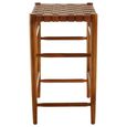 Kendari Barstool - Brown Leather with Teak Wood