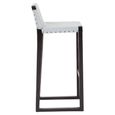 Kendari Barstool - Grey Leather with Teak Wood
