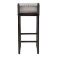 Kendari Barstool - Grey Leather with Teak Wood
