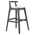 Kendari Barstool - White Leather with Teak Wood