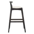 Kendari Barstool - White Leather with Teak Wood