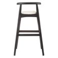 Kendari Barstool - White Leather with Teak Wood