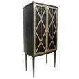 Reeno Bar Cabinet - Black Fretwork - 2 Door