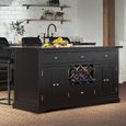 Black Kitchen Island - Granite Top