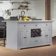 Grey Kitchen Island - Black Granite Top
