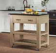 Oak Kitchen Island - 1 Drawer - Black Granite Top