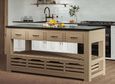 Oak Kitchen Island - 4 Drawer - Black Granite Top