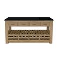 Oak Kitchen Island - 4 Drawer - Black Granite Top
