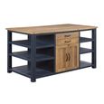 Splash Blue Kitchen Island - Reclaimed Wood - 2 Door