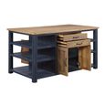 Splash Blue Kitchen Island - Reclaimed Wood - 2 Door
