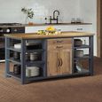 Splash Blue Kitchen Island - Reclaimed Wood - 2 Door