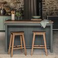 Walcote Kitchen Island Forest Green Wood