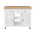 White Kitchen Island - Butchers Block